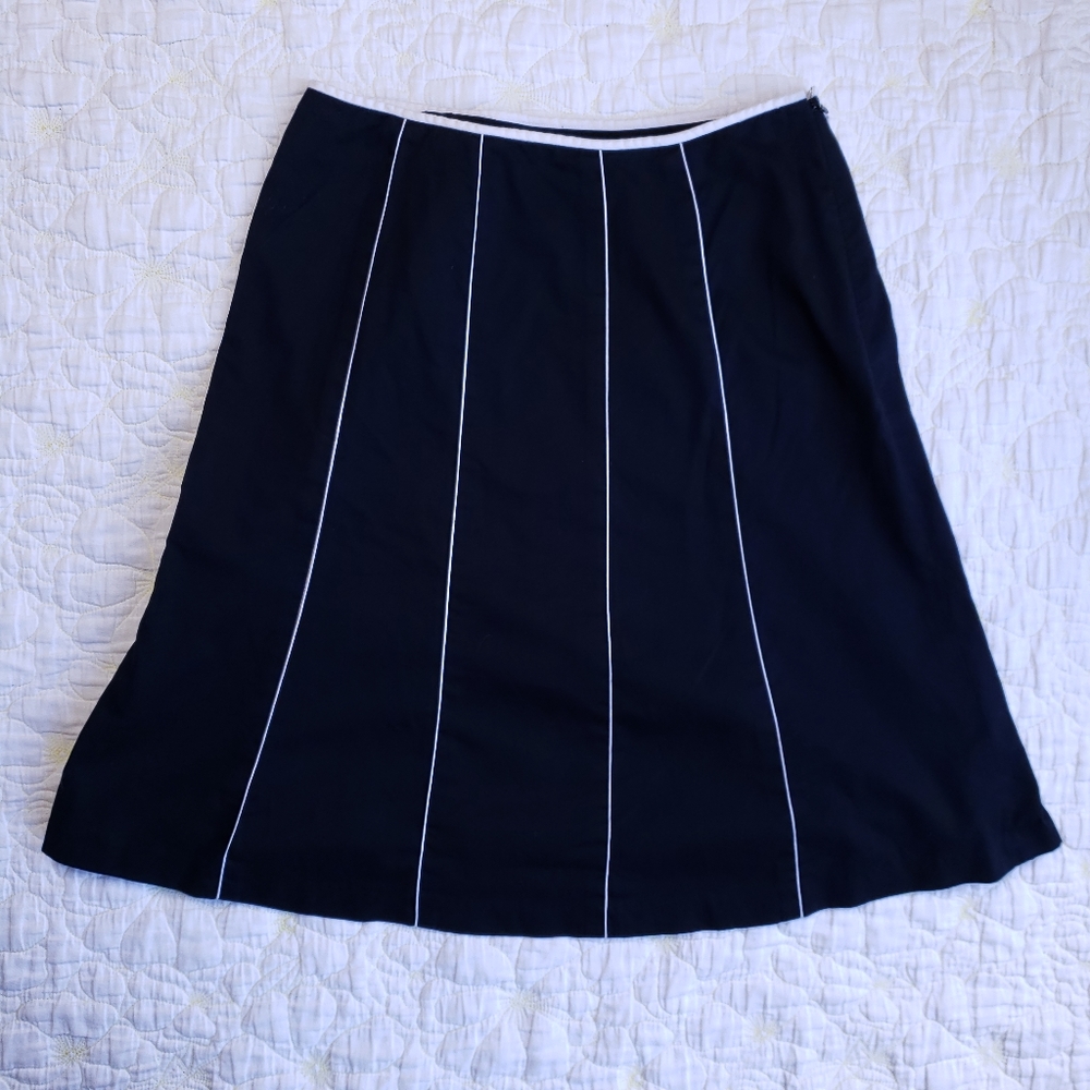 Ann Taylor Black Striped A-Line Skirt